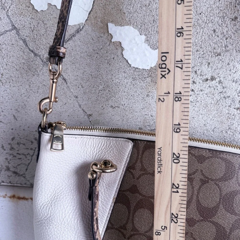 Coach Kelsey Satchel Colorblock Signature‎ Canvas Leather Bag Snakeskin C7261